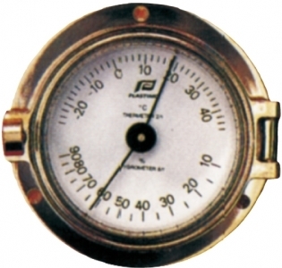Термометр/Гигрометр, полированная латунь, диаметр 3", лючок
