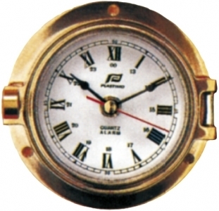 Часы, полированная латунь, диаметр 3", кварцевые