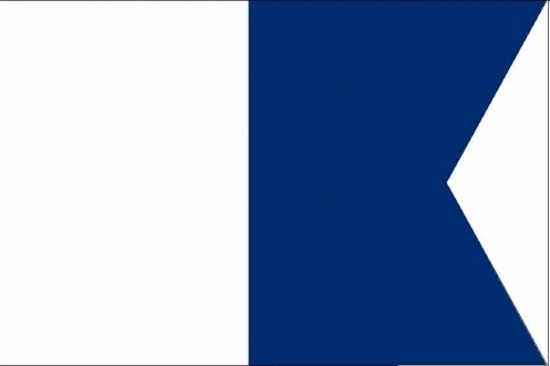 Сигнальный флаг, дайвер в море "А" 80х120см.